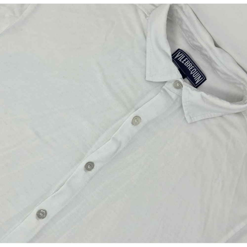 Vilebrequin Button Up Shirt‎ Mens Medium White Viscose Long Sleeve Stretch EUC
